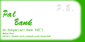 pal bank business card